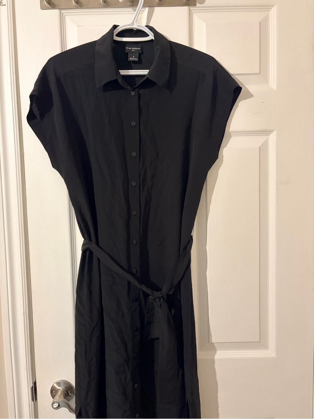 Club Monaco Black Button-Front Maxi Silk Shirt Dress - Picture 6 of 6